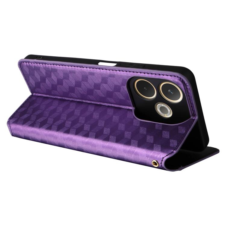 For OPPO A5 Pro 5G Global Cubic Grid Texture Flip Leather Phone Case