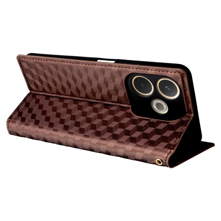 For OPPO A5 Pro 5G Global Cubic Grid Texture Flip Leather Phone Case