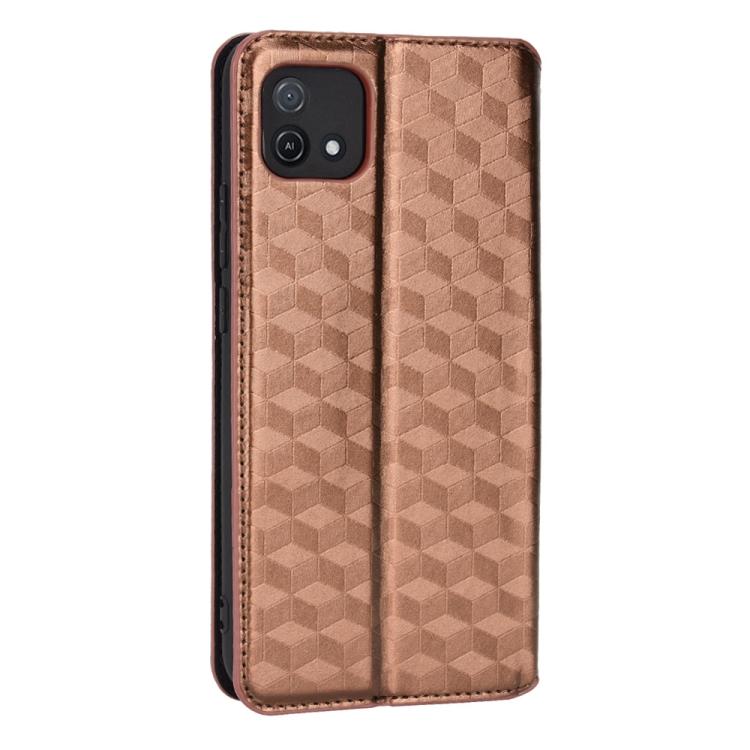 For OPPO A16K / A16e Cubic Grid Texture Flip Leather Phone Case