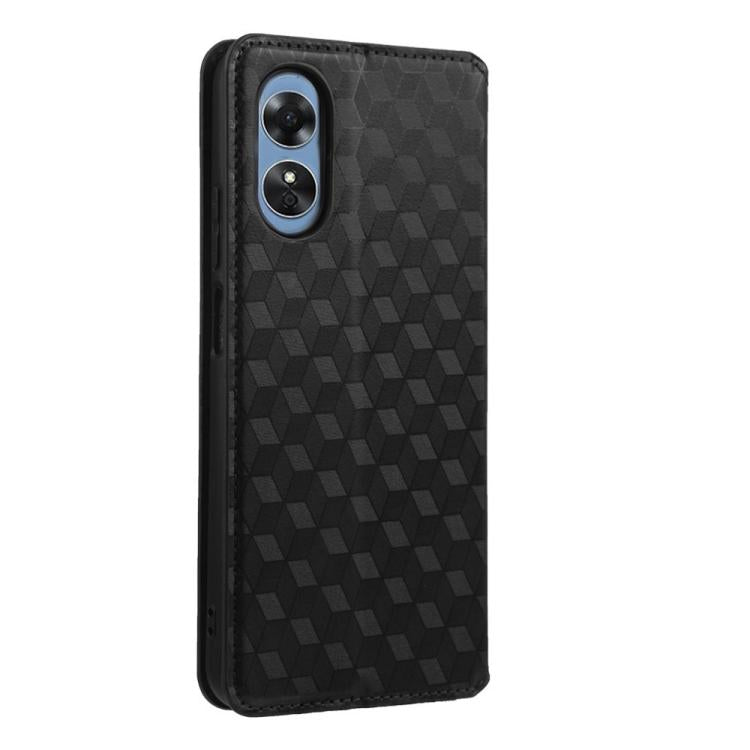 For OPPO A17k / A17 Cubic Grid Texture Flip Leather Phone Case