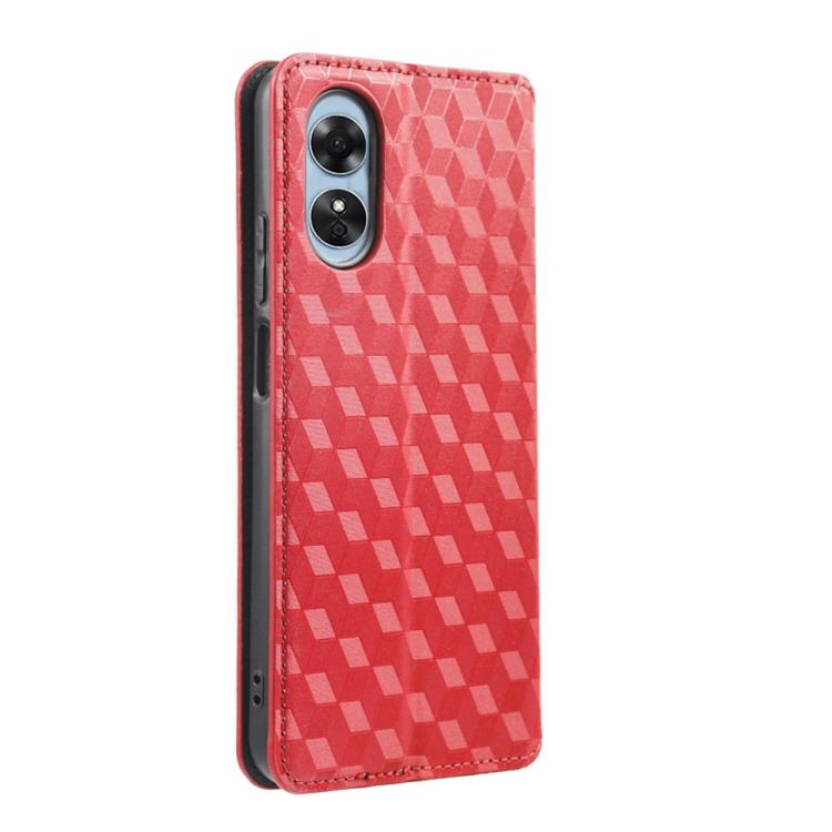 For OPPO A17k / A17 Cubic Grid Texture Flip Leather Phone Case
