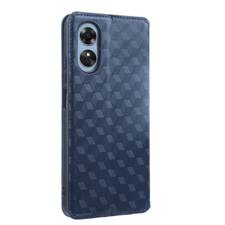 For OPPO A17k / A17 Cubic Grid Texture Flip Leather Phone Case