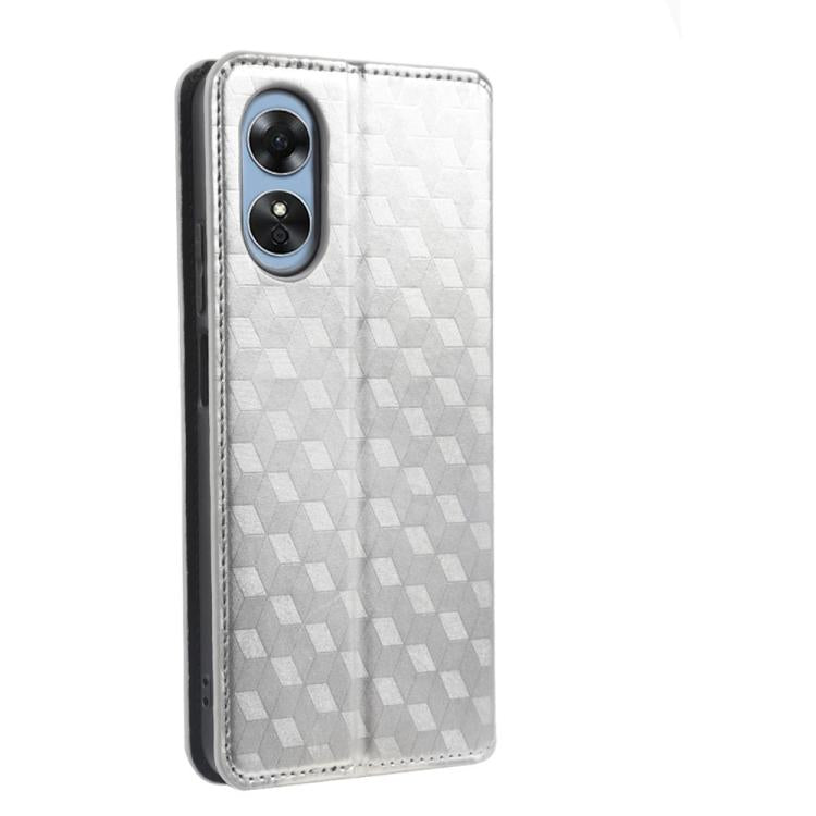 For OPPO A17k / A17 Cubic Grid Texture Flip Leather Phone Case