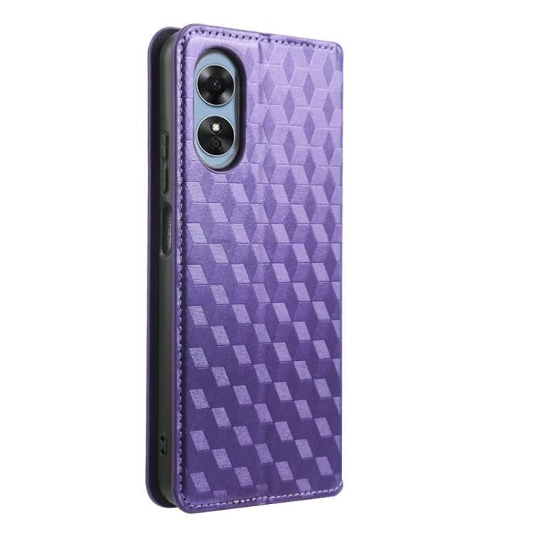 For OPPO A17k / A17 Cubic Grid Texture Flip Leather Phone Case
