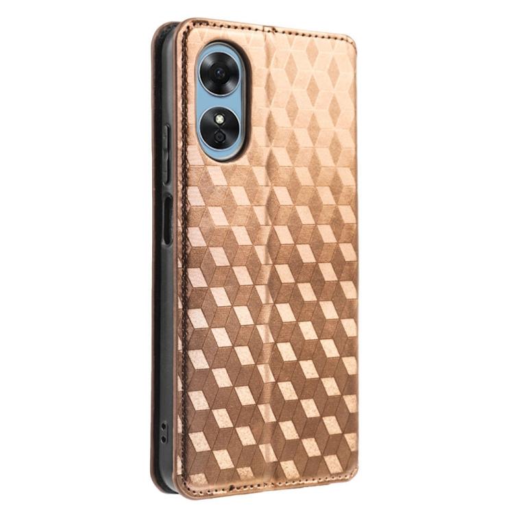 For OPPO A17k / A17 Cubic Grid Texture Flip Leather Phone Case
