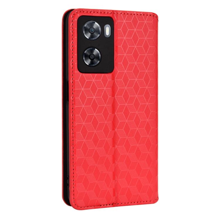 For OPPO A57 4G 2022 / 5G TW Cubic Grid Texture Flip Leather Phone Case