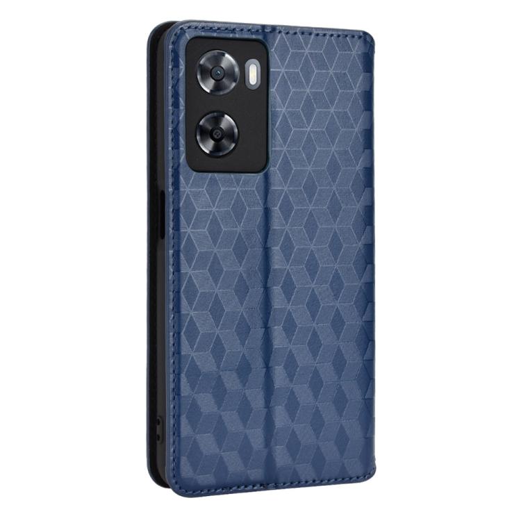 For OPPO A57 4G 2022 / 5G TW Cubic Grid Texture Flip Leather Phone Case