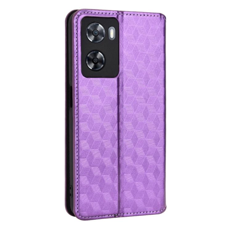 For OPPO A57 4G 2022 / 5G TW Cubic Grid Texture Flip Leather Phone Case