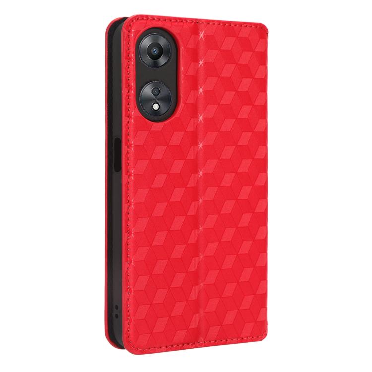 For OPPO A58 5G / A58x / A78 5G Cubic Grid Texture Flip Leather Phone Case