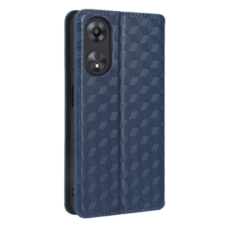 For OPPO A58 5G / A58x / A78 5G Cubic Grid Texture Flip Leather Phone Case
