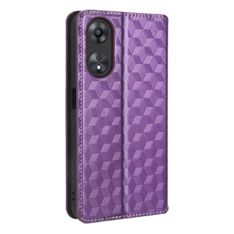 For OPPO A58 5G / A58x / A78 5G Cubic Grid Texture Flip Leather Phone Case