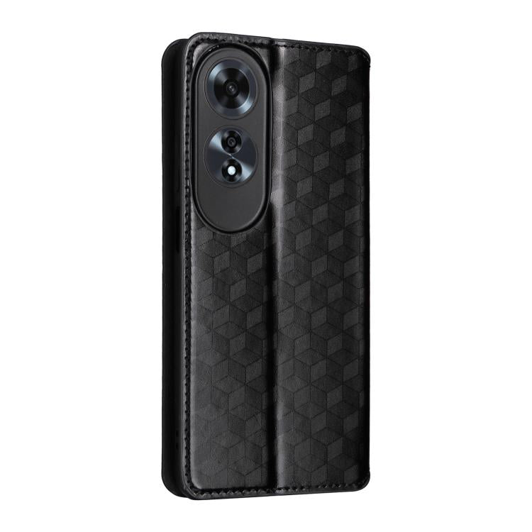 For OPPO A60 4G Cubic Grid Texture Flip Leather Phone Case