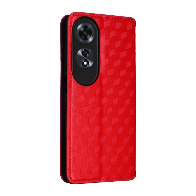 For OPPO A60 4G Cubic Grid Texture Flip Leather Phone Case