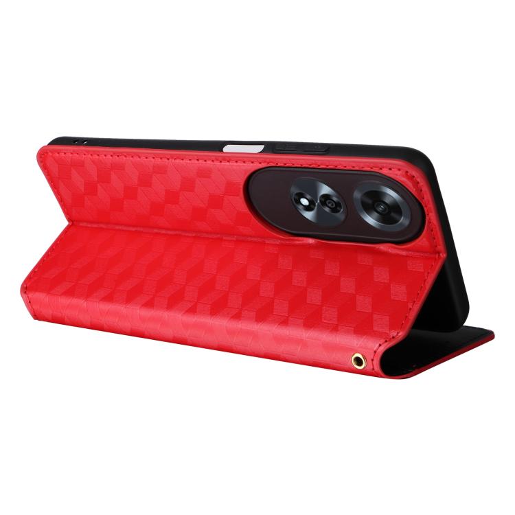 For OPPO A60 4G Cubic Grid Texture Flip Leather Phone Case