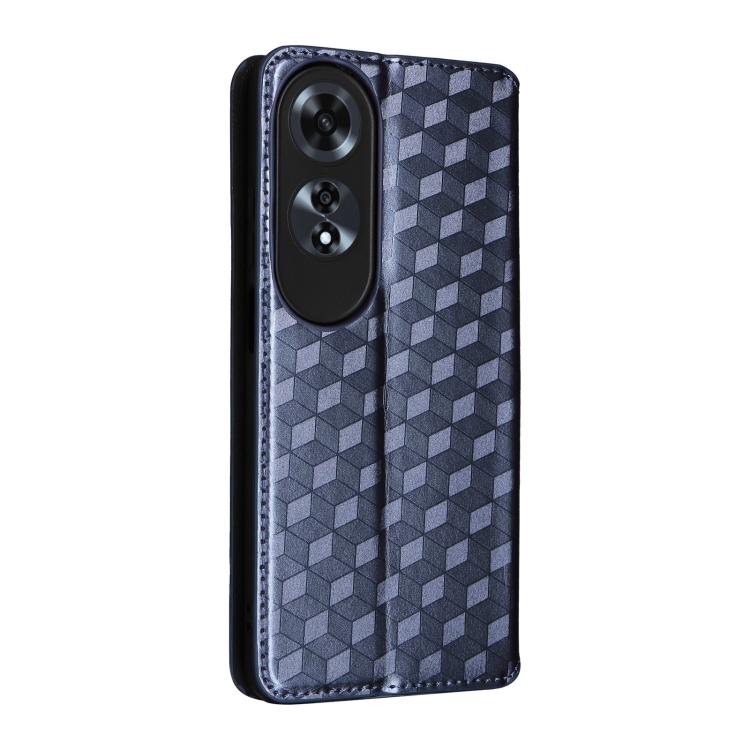 For OPPO A60 4G Cubic Grid Texture Flip Leather Phone Case