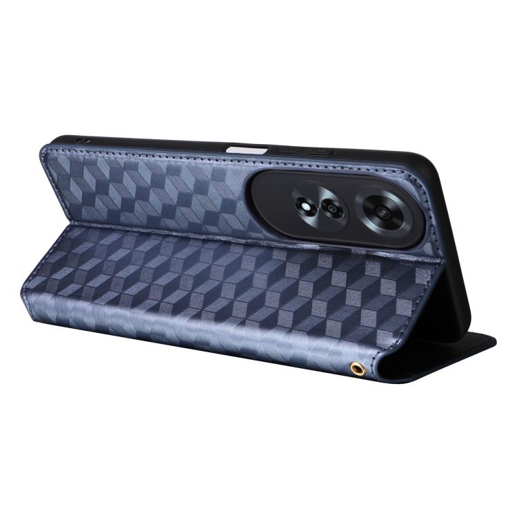 For OPPO A60 4G Cubic Grid Texture Flip Leather Phone Case