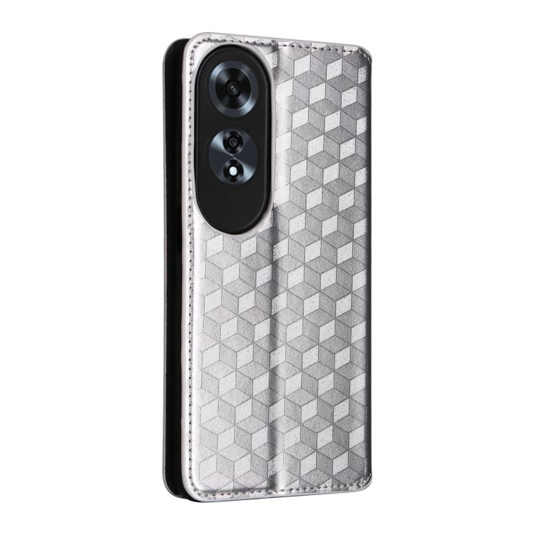 For OPPO A60 4G Cubic Grid Texture Flip Leather Phone Case