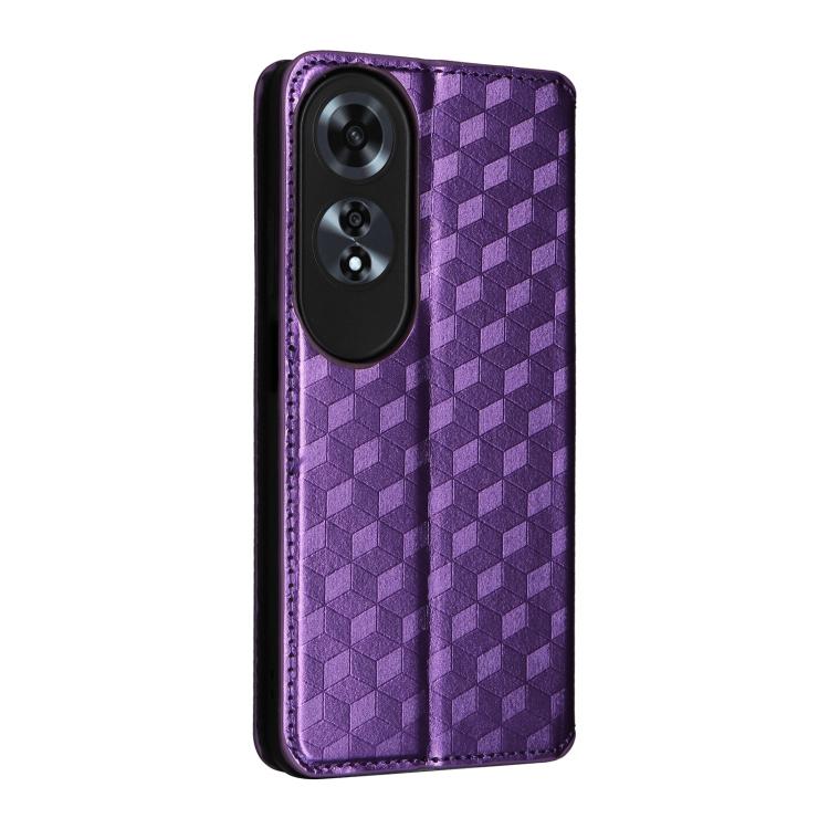 For OPPO A60 4G Cubic Grid Texture Flip Leather Phone Case