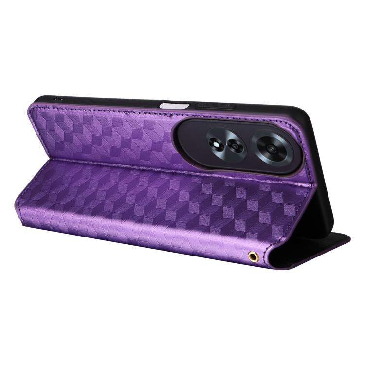 For OPPO A60 4G Cubic Grid Texture Flip Leather Phone Case