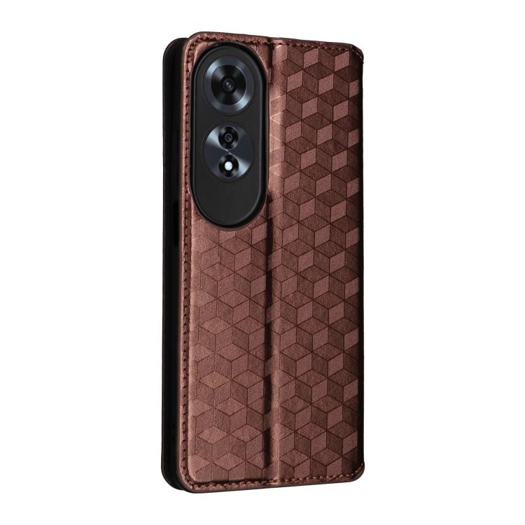 For OPPO A60 4G Cubic Grid Texture Flip Leather Phone Case