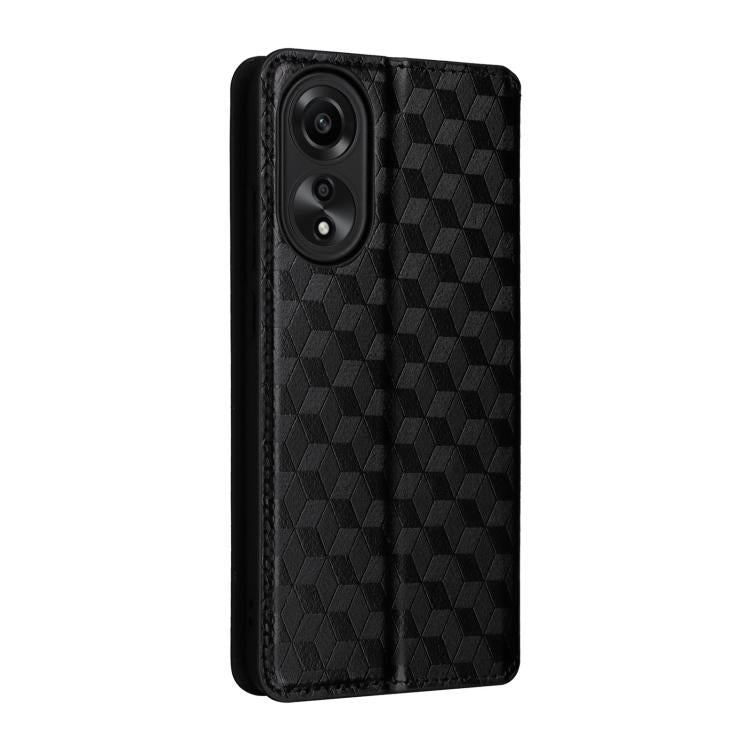 For OPPO A78 4G Cubic Grid Texture Flip Leather Phone Case