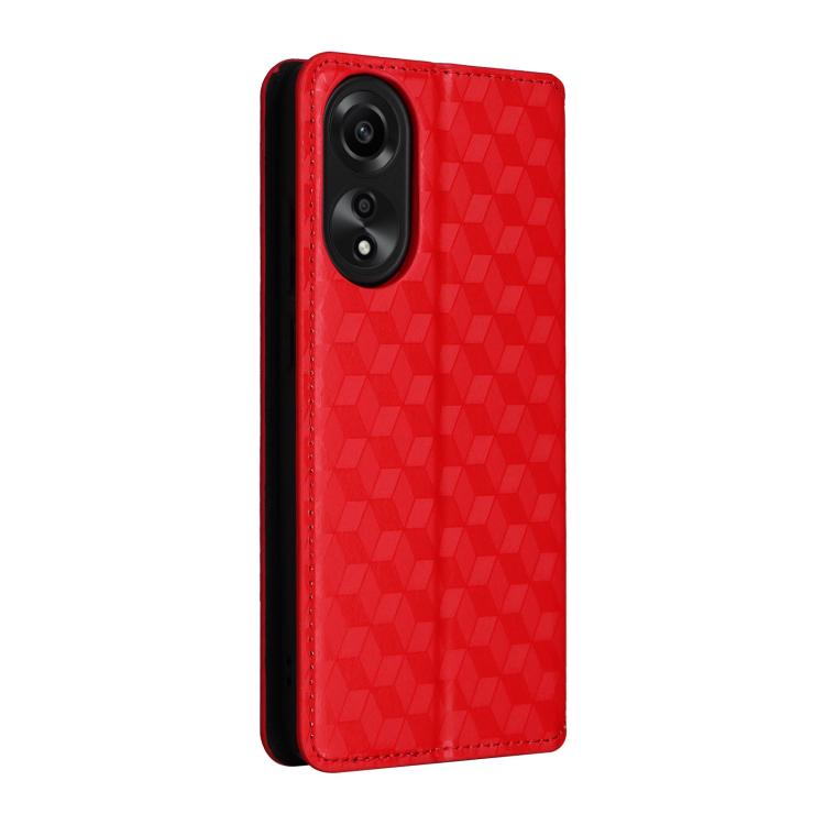 For OPPO A78 4G Cubic Grid Texture Flip Leather Phone Case
