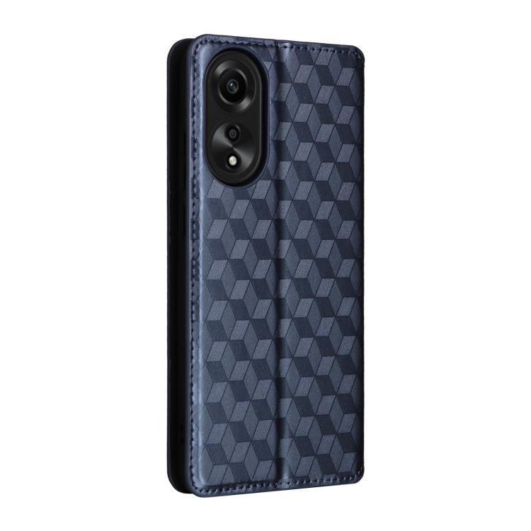 For OPPO A78 4G Cubic Grid Texture Flip Leather Phone Case