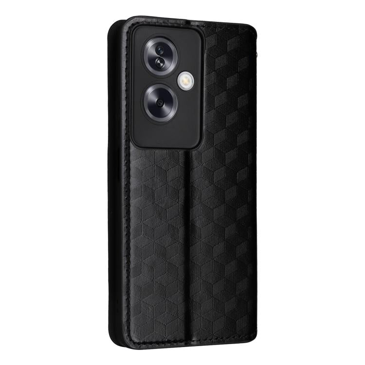 For OPPO A79 5G / A2 5G Cubic Grid Texture Flip Leather Phone Case