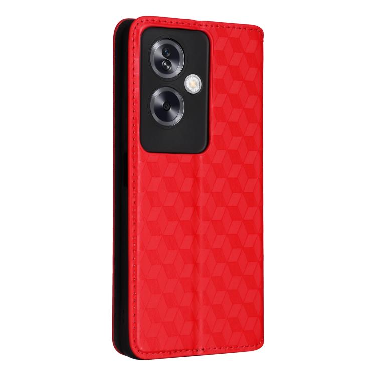 For OPPO A79 5G / A2 5G Cubic Grid Texture Flip Leather Phone Case