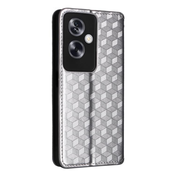 For OPPO A79 5G / A2 5G Cubic Grid Texture Flip Leather Phone Case