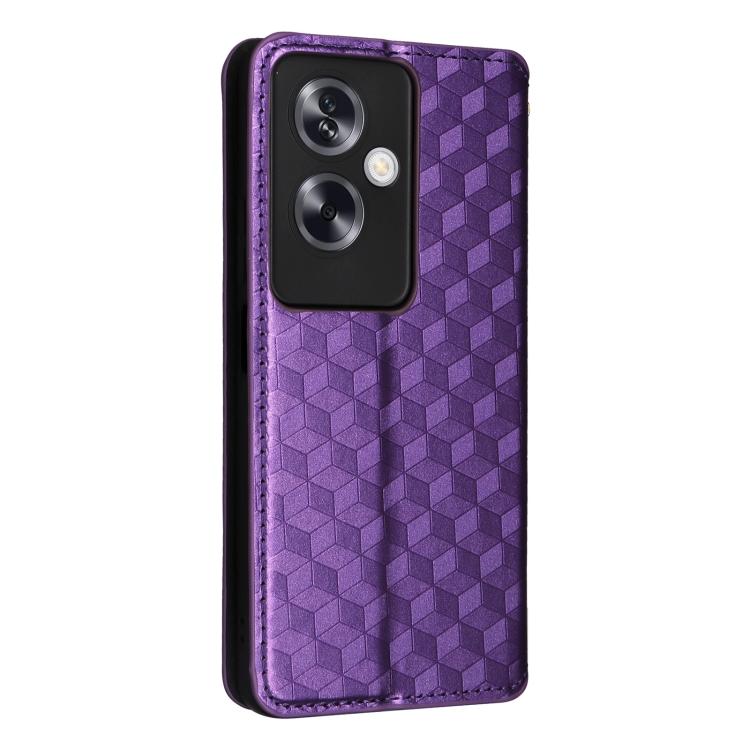 For OPPO A79 5G / A2 5G Cubic Grid Texture Flip Leather Phone Case