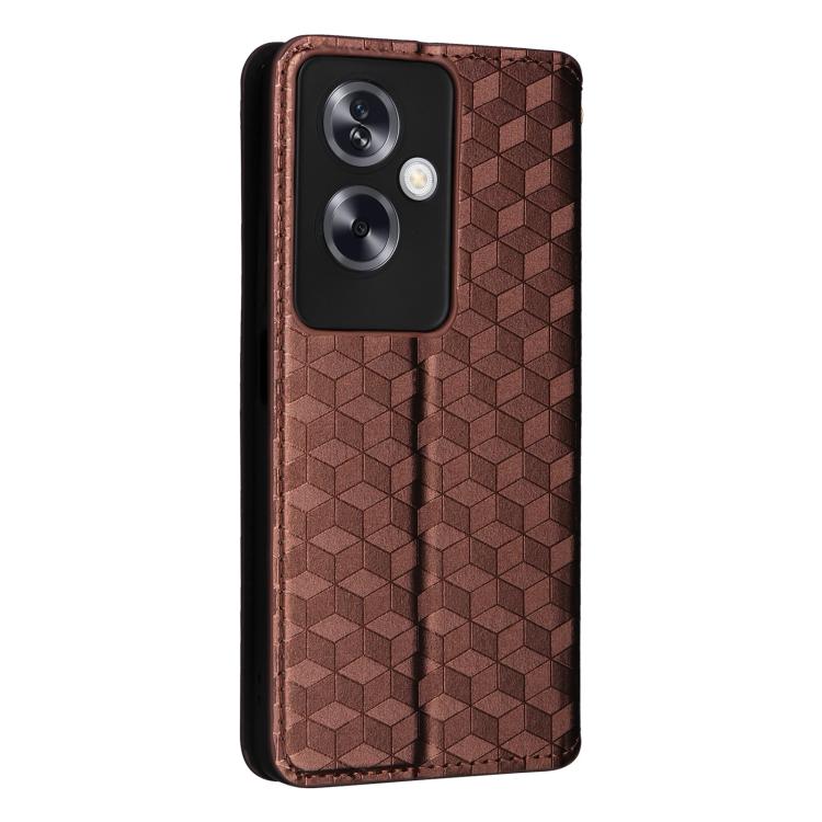 For OPPO A79 5G / A2 5G Cubic Grid Texture Flip Leather Phone Case