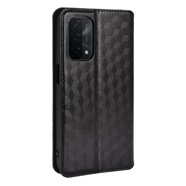 For OPPO A93 5G / A74 5G / A54 5G Cubic Grid Texture Flip Leather Phone Case
