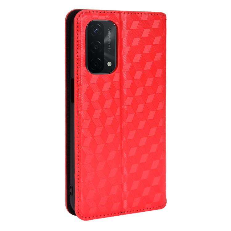 For OPPO A93 5G / A74 5G / A54 5G Cubic Grid Texture Flip Leather Phone Case