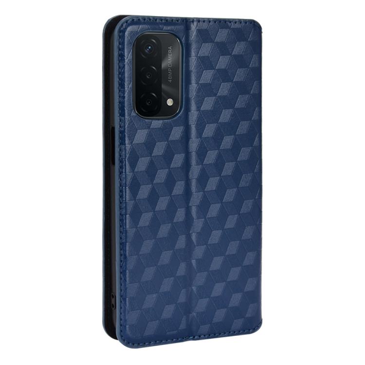 For OPPO A93 5G / A74 5G / A54 5G Cubic Grid Texture Flip Leather Phone Case