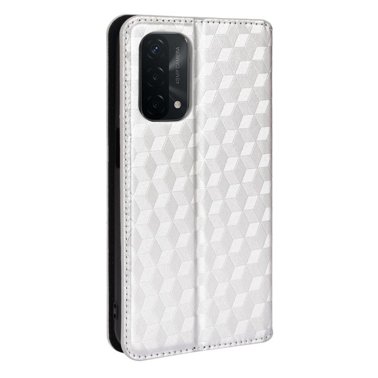 For OPPO A93 5G / A74 5G / A54 5G Cubic Grid Texture Flip Leather Phone Case