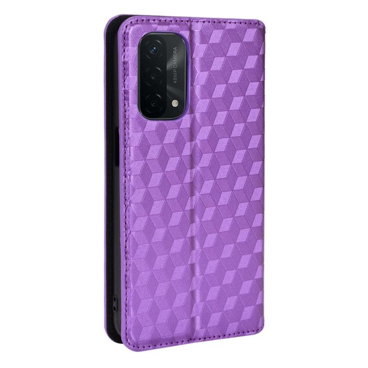 For OPPO A93 5G / A74 5G / A54 5G Cubic Grid Texture Flip Leather Phone Case