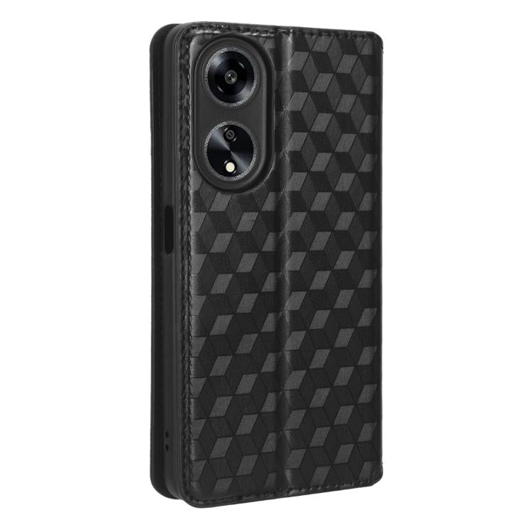 For OPPO A98 5G / F23 5G / A1 5G Cubic Grid Texture Flip Leather Phone Case