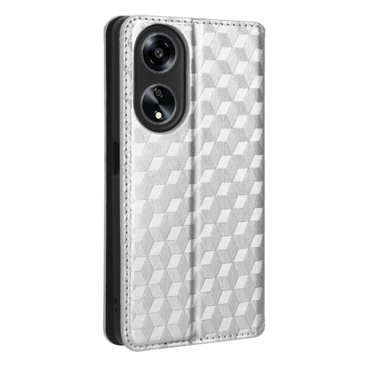 For OPPO A98 5G / F23 5G / A1 5G Cubic Grid Texture Flip Leather Phone Case