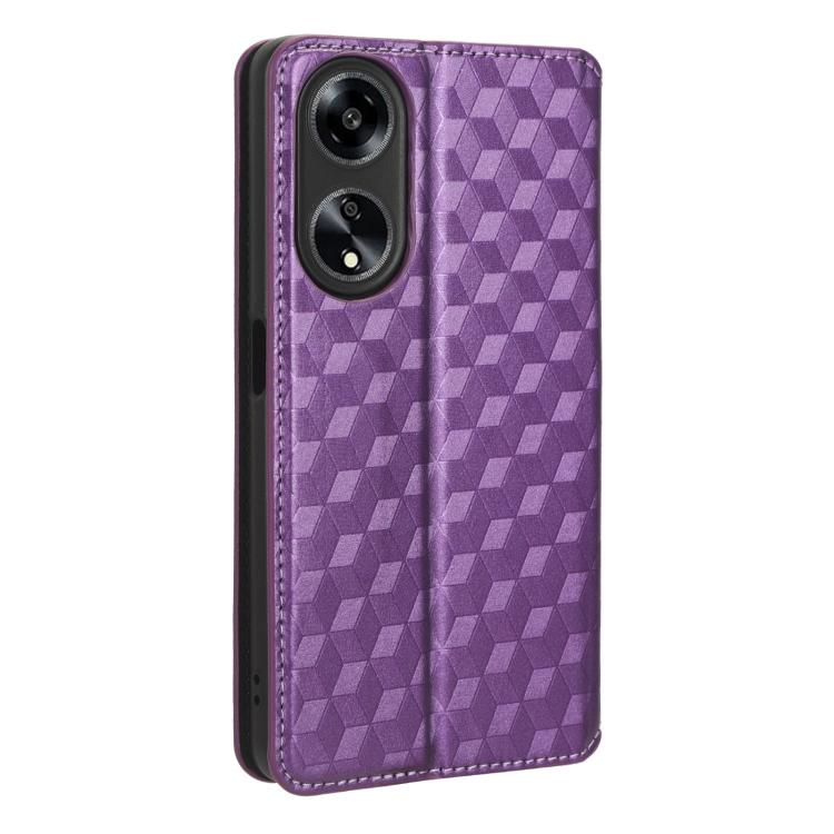 For OPPO A98 5G / F23 5G / A1 5G Cubic Grid Texture Flip Leather Phone Case