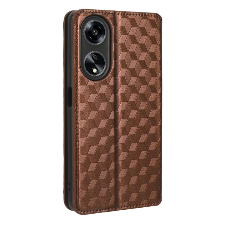 For OPPO A98 5G / F23 5G / A1 5G Cubic Grid Texture Flip Leather Phone Case