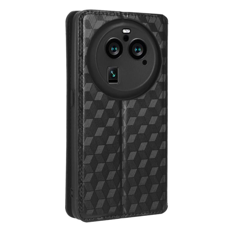 For OPPO Find X6 Pro Cubic Grid Texture Flip Leather Phone Case