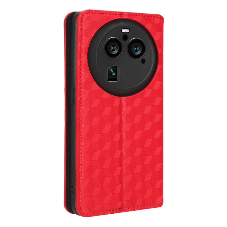 For OPPO Find X6 Pro Cubic Grid Texture Flip Leather Phone Case