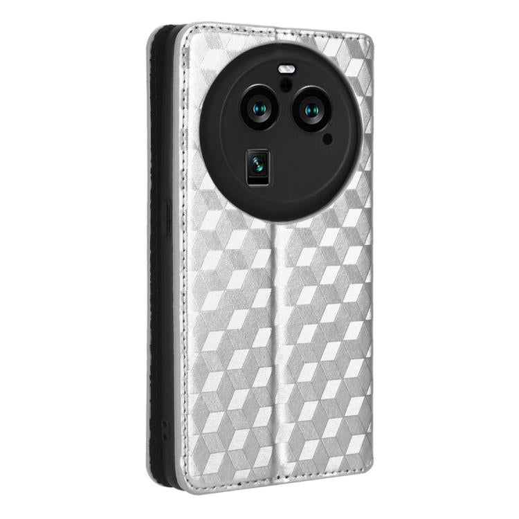 For OPPO Find X6 Pro Cubic Grid Texture Flip Leather Phone Case