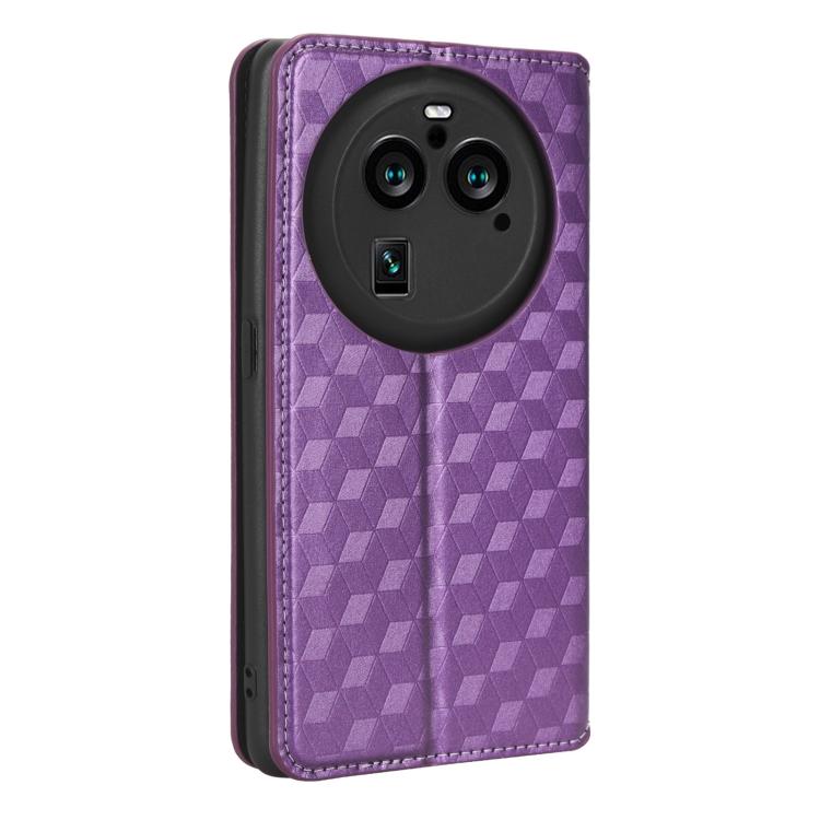 For OPPO Find X6 Pro Cubic Grid Texture Flip Leather Phone Case