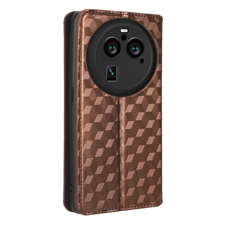 For OPPO Find X6 Pro Cubic Grid Texture Flip Leather Phone Case