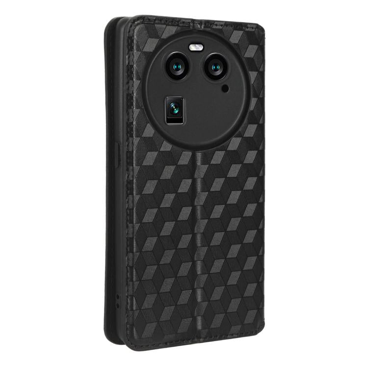 For OPPO Find X6 Cubic Grid Texture Flip Leather Phone Case