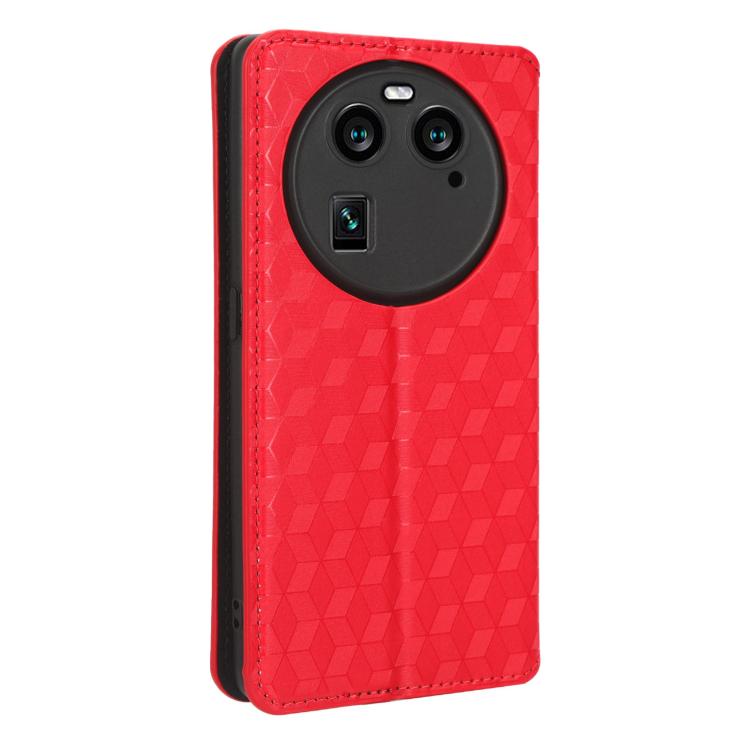 For OPPO Find X6 Cubic Grid Texture Flip Leather Phone Case