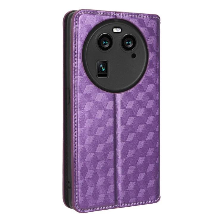For OPPO Find X6 Cubic Grid Texture Flip Leather Phone Case