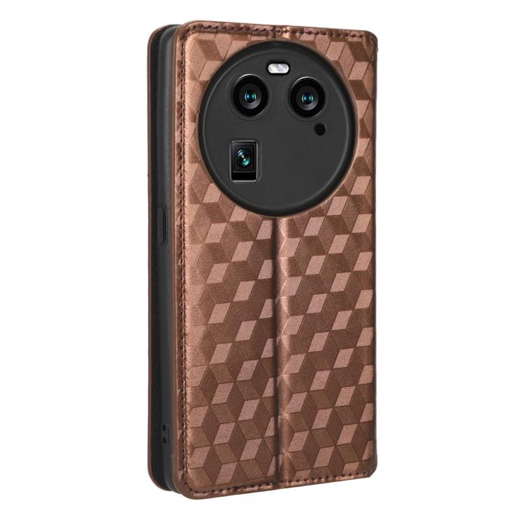 For OPPO Find X6 Cubic Grid Texture Flip Leather Phone Case